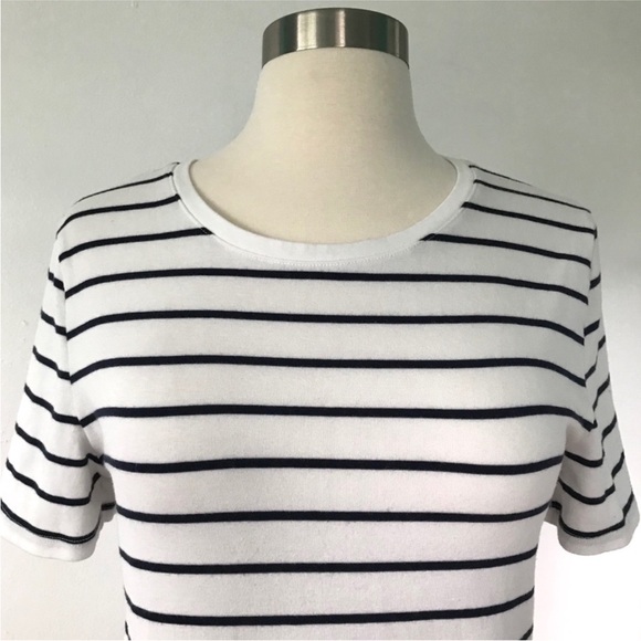 3/$15 🌸 A New Day Stripe Crewneck Short Sleeve T Shirt Cotton Blend Fitted Tee - Picture 7 of 7